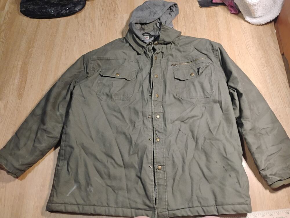 Dickies Jacket Mens 2XL Green Quilt Lined Canvas Hooded Chore Field Barn Coat